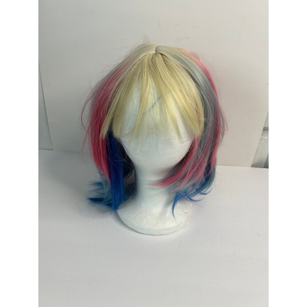 Hardly Quinn inspired Blonde Wig with Pink and Blue Streaks